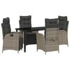 vidaXL Garden Dining Set 5 pcs Grey Poly Rattan