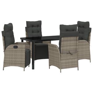 vidaXL Garden Dining Set 5 pcs Grey Poly Rattan