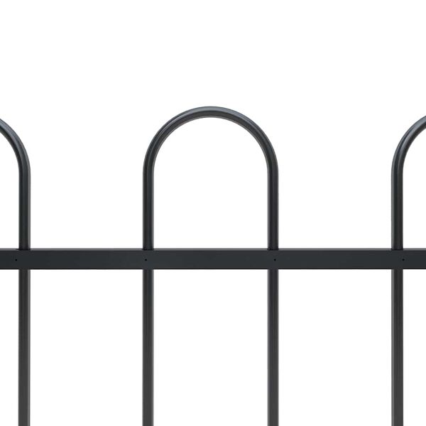 vidaXL Garden Fence with Hoop Top Steel 892.5x100 cm Black