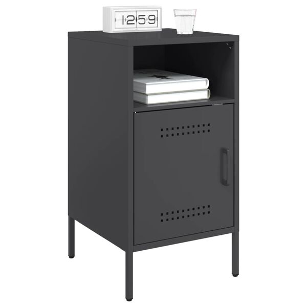 vidaXL Bedside Cabinets 2 pcs Black 36x39x68 cm Steel