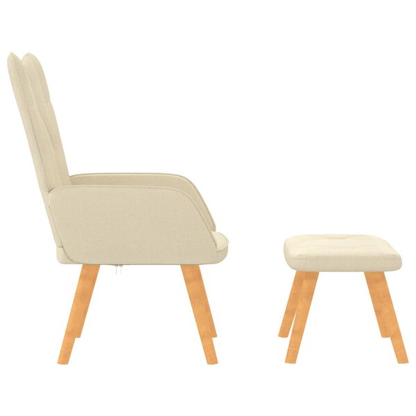 vidaXL Relaxing Chair with a Stool Cream Fabric