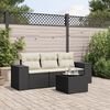 vidaXL 4 Piece Garden Sofa Set with Cushions Black Poly Rattan