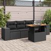 vidaXL 5 Piece Garden Sofa Set with Cushions Black Poly Rattan