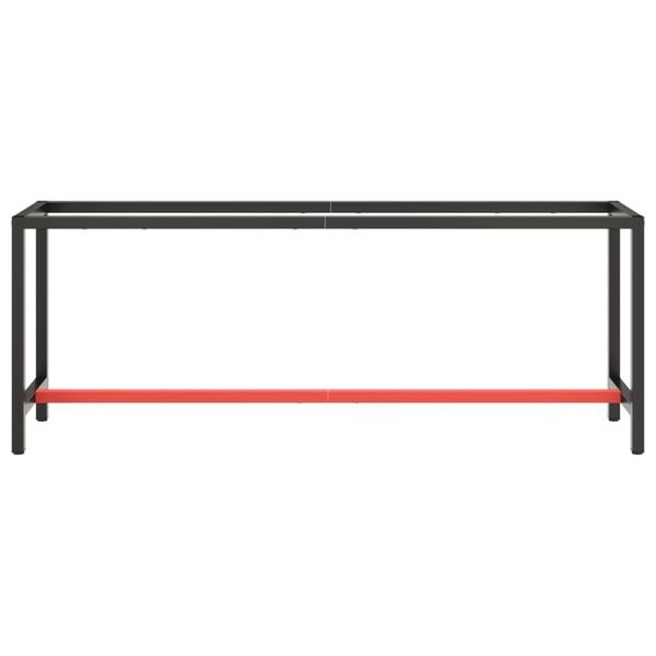 vidaXL Work Bench Frame Matte Black and Matte Red 210x50x79 cm Metal