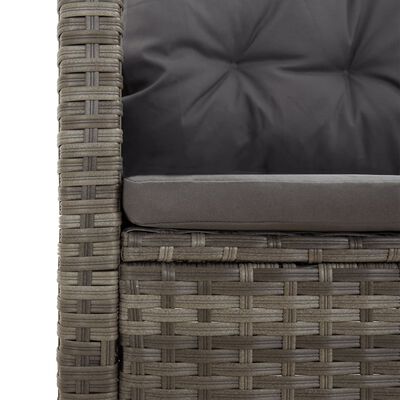 vidaXL Reclining Corner Sofa with Cushions Grey Poly Rattan