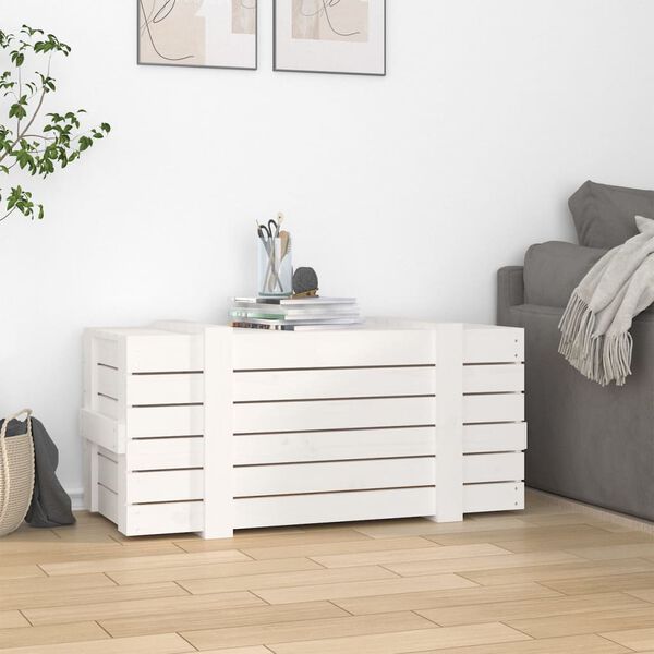 vidaXL Storage Box White 91x40.5x42 cm Solid Wood Pine