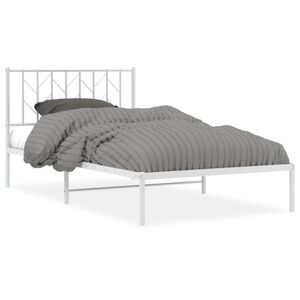 vidaXL Metal Bed Frame without Mattress with Headboard White 107x203cm