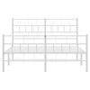 vidaXL Metal Bed Frame without Mattress with Footboard White 135x190cm