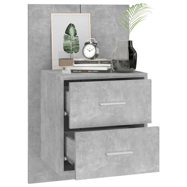 vidaXL Wall-mounted Bedside Cabinet Concrete Grey