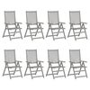 vidaXL Garden Reclining Chairs with Cushions 8 pcs Grey Wood Acacia