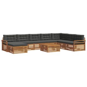 vidaXL Outdoor Sofa Set 9 pcs Natural and Anthracite Solid Acacia Wood