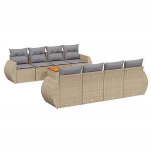 vidaXL 9 Piece Garden Sofa Set with Cushions Beige Poly Rattan