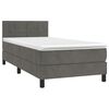 vidaXL Box Spring Bed with Mattress Dark Grey 106x203 cm King Single Size Velvet