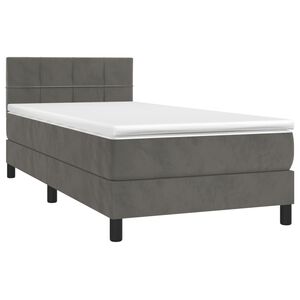 vidaXL Box Spring Bed with Mattress Dark Grey 106x203 cm King Single Size Velvet