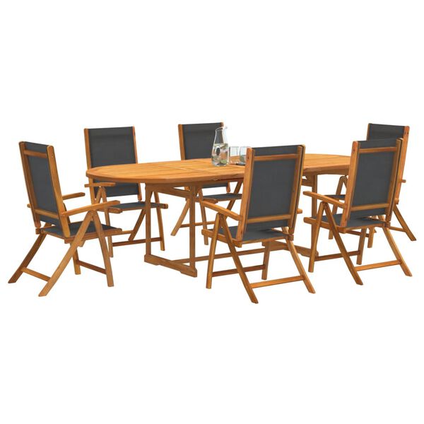 vidaXL 7 Piece Garden Dining Set Solid Wood Acacia and Textilene