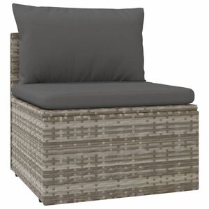 vidaXL Garden Middle Sofa with Cushion Grey 57x57x56 cm Poly Rattan