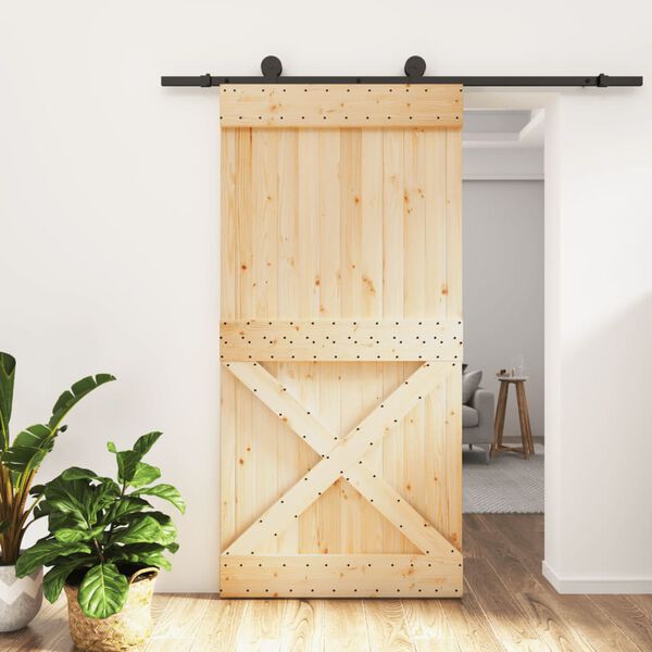 vidaXL Sliding Door with Hardware Set 100x210 cm Solid Wood Pine
