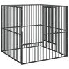 vidaXL Dog Playpen 4 Panel Black Galvanised Steel