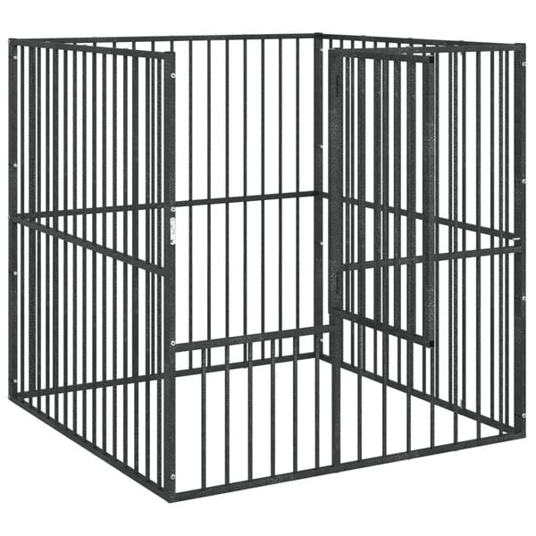 vidaXL Dog Playpen 4 Panel Black Galvanised Steel