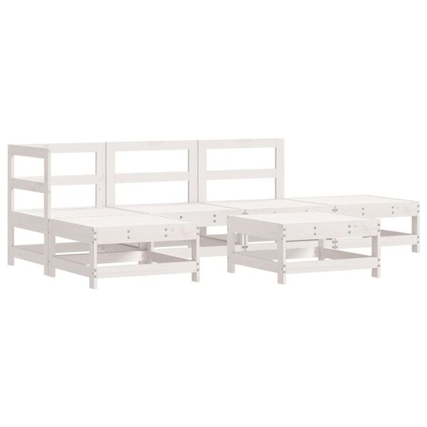 vidaXL 6 Piece Garden Lounge Set with Cushions White Solid Wood
