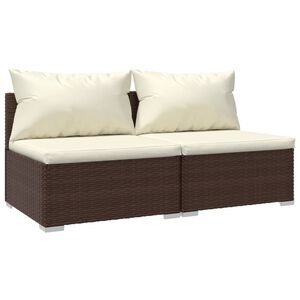 vidaXL 2 Piece Garden Lounge Set with Cushions Poly Rattan Brown