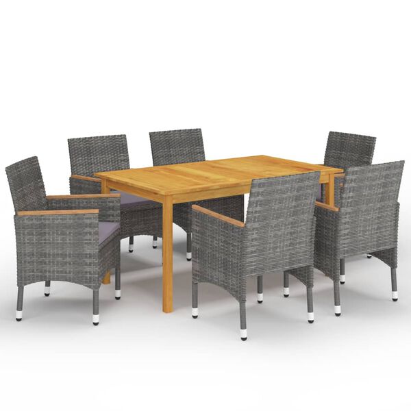 vidaXL 7 Piece Garden Dining Set Grey