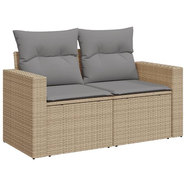 vidaXL 12 Piece Garden Sofa Set with Cushions Mix Beige Poly Rattan