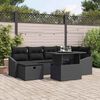vidaXL Garden Sofa Set with Cushion 7 pcs Black Poly rattan