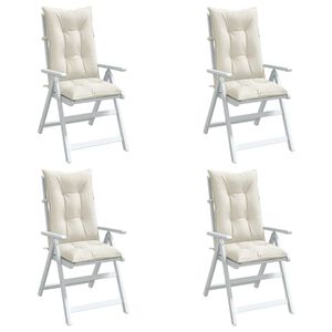 vidaXL Highback Chair Cushions 4 pcs Melange Cream 120x50x7 cm Fabric