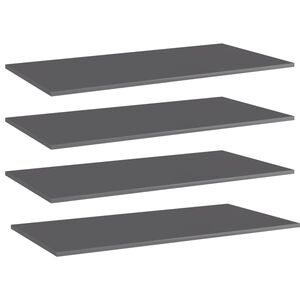 vidaXL Bookshelf Boards 4 pcs High Gloss Grey 80x20x1,5 cm Engineered Wood