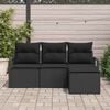 vidaXL Sofa Set with Cushion with Storage 4 pcs Black Poly Rattan