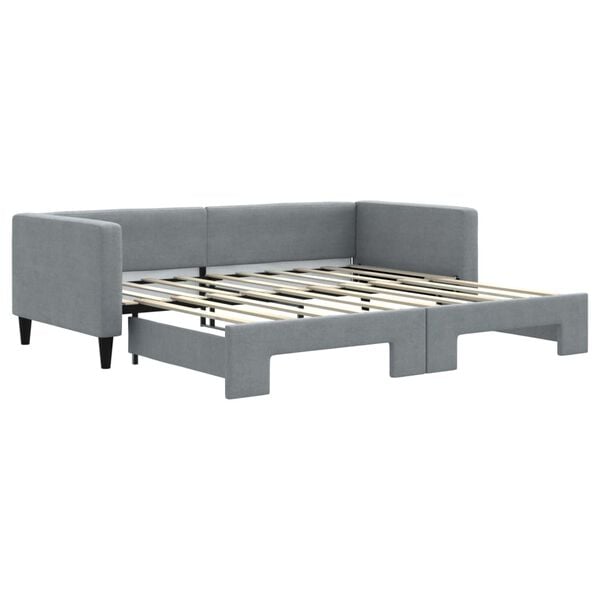 vidaXL Daybed with Trundle without Mattress Light Grey 90x190 cm