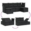 vidaXL 6 Piece Garden Sofa Set with Cushions Black Poly Rattan