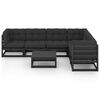vidaXL 7 Piece Garden Lounge Set with Cushions Black Solid Pinewood