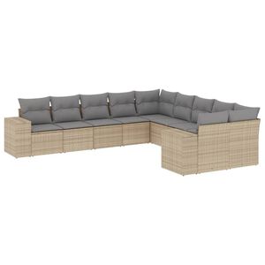 vidaXL 10 Piece Garden Sofa Set with Cushions Beige Poly Rattan