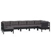 vidaXL 7 Piece Garden Lounge Set with Cushions Black Pinewood