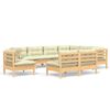 vidaXL 9 Piece Garden Lounge Set with Cream Cushions Solid Pinewood