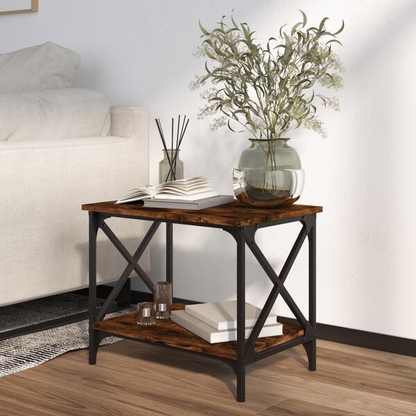 vidaXL Side Table Smoked Oak 55x38x45 cm Engineered Wood