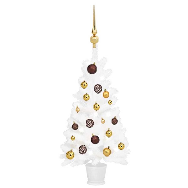 vidaXL Artificial Pre-lit Christmas Tree with Ball Set White 90 cm