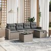 vidaXL 6 Piece Garden Sofa Set with Cushions Grey Poly Rattan