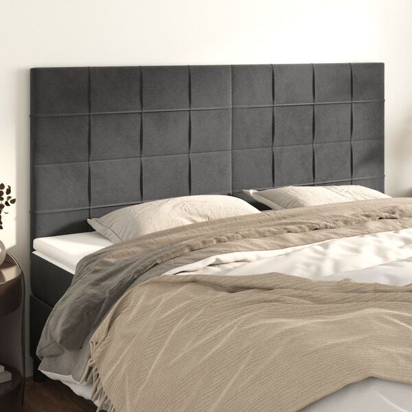 vidaXL Headboard Dark Grey 200x5x118/128 cm Velvet