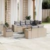 vidaXL 9 Piece Garden Sofa Set with Cushions Beige Poly Rattan