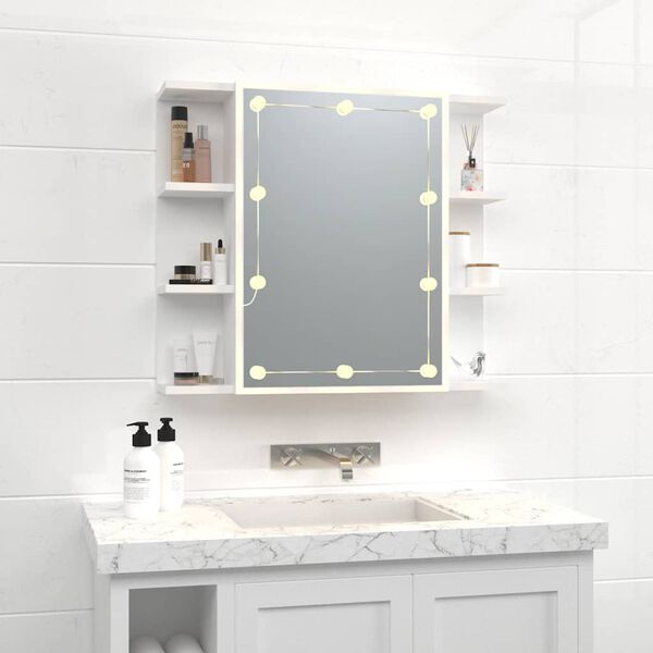 vidaXL Mirror Cabinet with LED White 70x16.5x60 cm