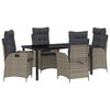 vidaXL Garden Dining Set 5 pcs Grey Poly Rattan
