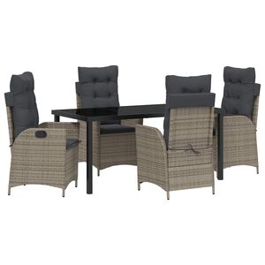 vidaXL Garden Dining Set 5 pcs Grey Poly Rattan
