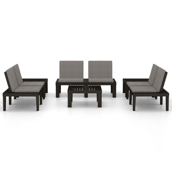 vidaXL 6 Piece Garden Lounge Set with Cushions Plastic Grey