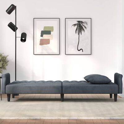 vidaXL Sofa Bed with Armrests Dark Grey Velvet