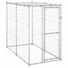 vidaXL Dog Kennel | Silver | Galvanised steel, PE | Large | Locks | Dog Kennel