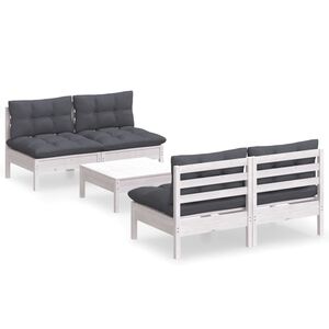 vidaXL 5 Piece Garden Lounge Set with Anthracite Cushions Pinewood