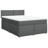vidaXL Box Spring Bed with Mattress Dark Grey Double Fabric